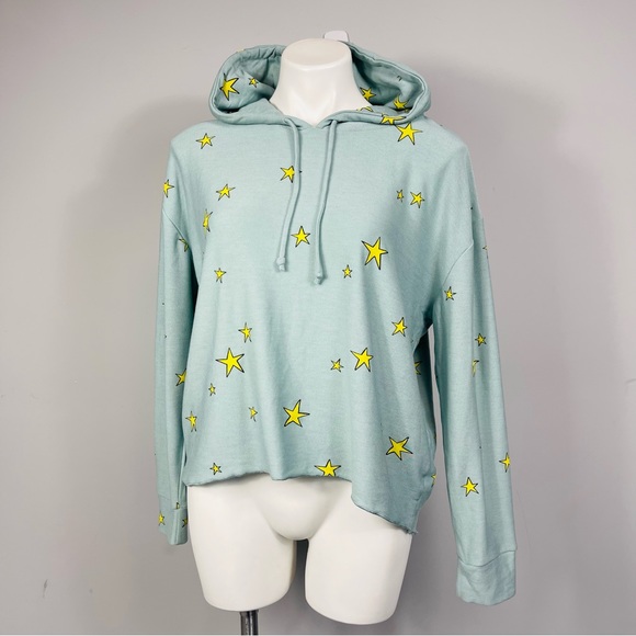 Chaser Star Print Hoodie Pullover Sweatshirt L Cozy Fleece Knit Lounge Revolve - Picture 4 of 14